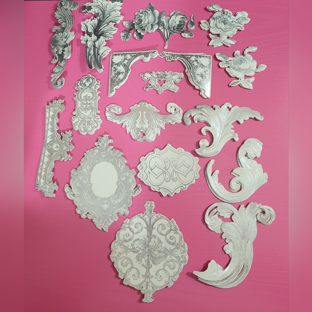 Anna Grifgin Silver Foil Embellishments Set.  (0198)